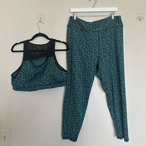 ACCEPTING ALL OFFERS Leopard Print blue black curve mesh sports bra leggings 3x